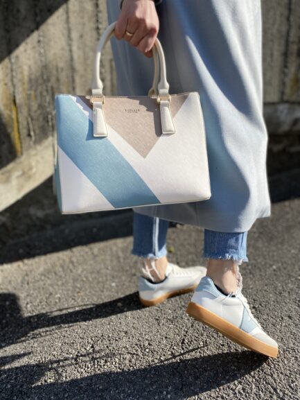 Bauletto Letizia azzurro/beige