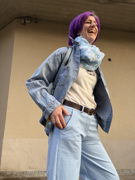 Giubbino di jeans fiori