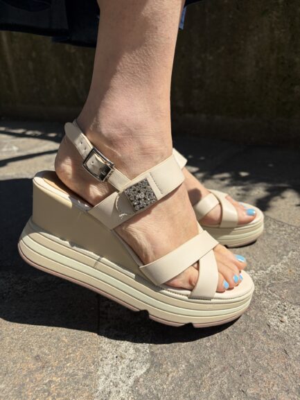 Sandalo keys zeppa beige